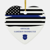 Aangepersonaliseerde politiefunctionaris Thin Blue Keramisch Ornament (Voorkant)