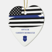 Aangepersonaliseerde politiefunctionaris Thin Blue Keramisch Ornament (Links)