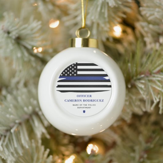 Aangepersonaliseerde politiefunctionaris Thin Blue Keramische Bal Ornament (Boom)