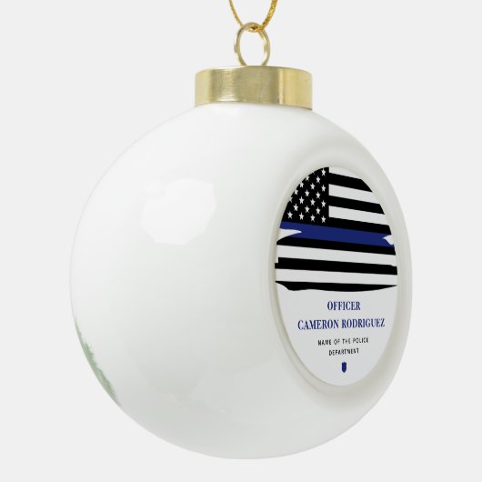 Aangepersonaliseerde politiefunctionaris Thin Blue Keramische Bal Ornament (Links)