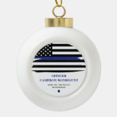 Aangepersonaliseerde politiefunctionaris Thin Blue Keramische Bal Ornament (Voorkant)