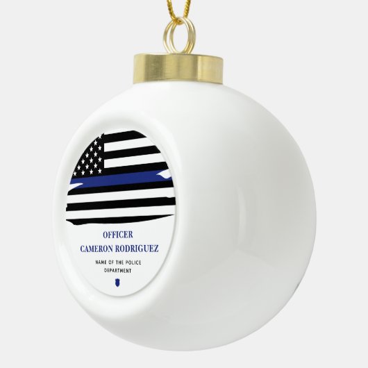 Aangepersonaliseerde politiefunctionaris Thin Blue Keramische Bal Ornament (Rechts)