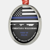 Aangepersonaliseerde politiefunctionaris Thin Blue Metalen Ornament (Links)