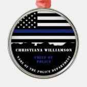 Aangepersonaliseerde politiefunctionaris Thin Blue Metalen Ornament (Voorkant)