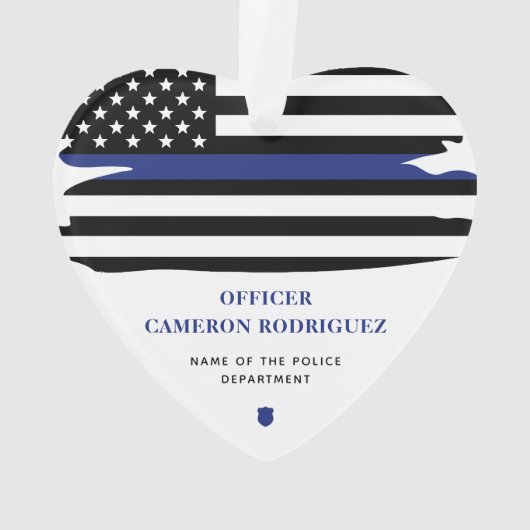 Aangepersonaliseerde politiefunctionaris Thin Blue Ornament (achterkant)