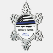 Aangepersonaliseerde politiefunctionaris Thin Blue Tin Sneeuwvlok Ornament (Rechts)