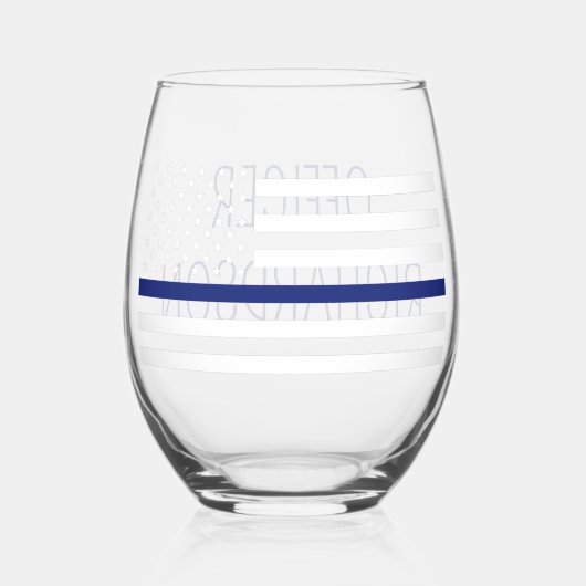 Aangepersonaliseerde politiefunctionaris Thin Blue Wijnglas Zonder Voet (Voorkant)