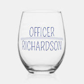 Aangepersonaliseerde politiefunctionaris Thin Blue Wijnglas Zonder Voet (Achterkant)