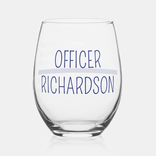 Aangepersonaliseerde politiefunctionaris Thin Blue Wijnglas Zonder Voet (Achterkant)