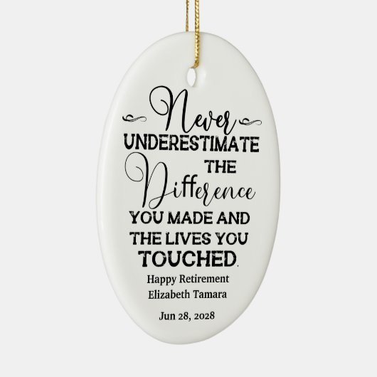 Aangepersonaliseerde quotes voor Happy Retirement Keramisch Ornament (Rechts)