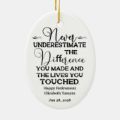 Aangepersonaliseerde quotes voor Happy Retirement Keramisch Ornament (Achterkant)
