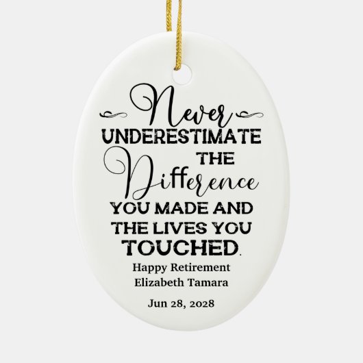 Aangepersonaliseerde quotes voor Happy Retirement Keramisch Ornament (Achterkant)