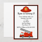 Aangepersonaliseerde 'Red Fire Truck Birthday'-par Kaart (Voorkant / Achterkant)