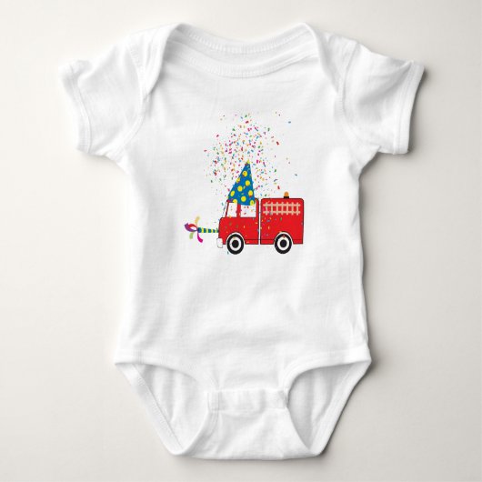 Aangepersonaliseerde 'Red Fire Truck Birthday'-par Romper (Voorkant)