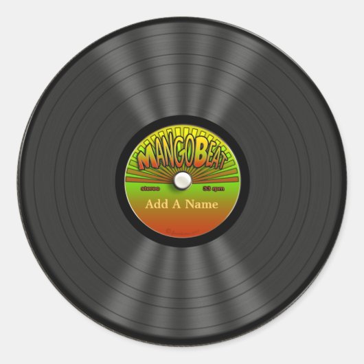 Aangepersonaliseerde  Reggae Vinyl Record-stickers Ronde Sticker (Voorkant)