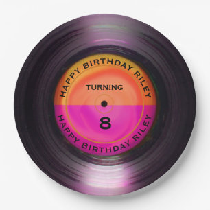 Aangepersonaliseerde retro-vinylrecord-wedstrijd papieren bordje