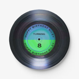 Aangepersonaliseerde retro-vinylrecord-wedstrijd papieren bordje