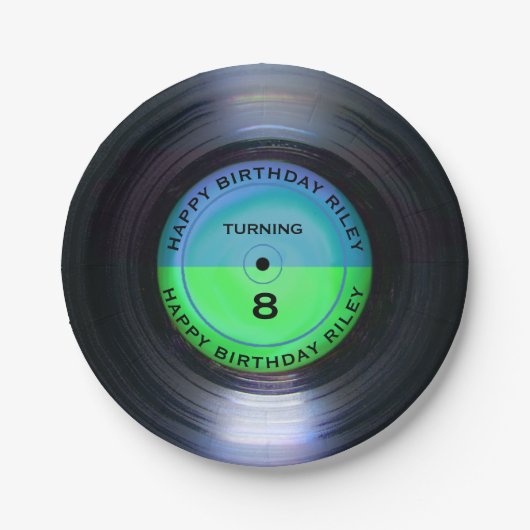 Aangepersonaliseerde retro-vinylrecord-wedstrijd papieren bordje (Voorkant)