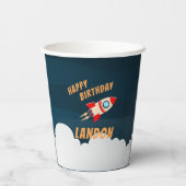 Aangepersonaliseerde Rocket Ship Birthday Papieren Bekers (Achterkant)