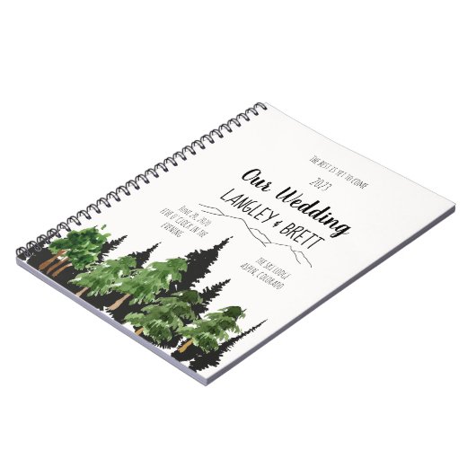 Aangepersonaliseerde Rustic Forest Wedding Planner Notitieboek (Linkerzijde)