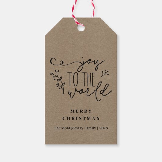 Aangepersonaliseerde Rustic Merry kerst Kraft-naam Cadeaulabel (Voorkant)