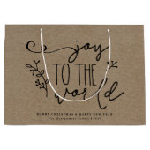 Aangepersonaliseerde Rustic Merry kerst Kraft-naam Groot Cadeauzakje (Voorkant)