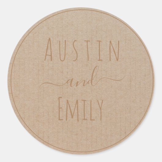 Aangepersonaliseerde Rustic Modern Boho Wedding Cl Ronde Sticker (Voorkant)