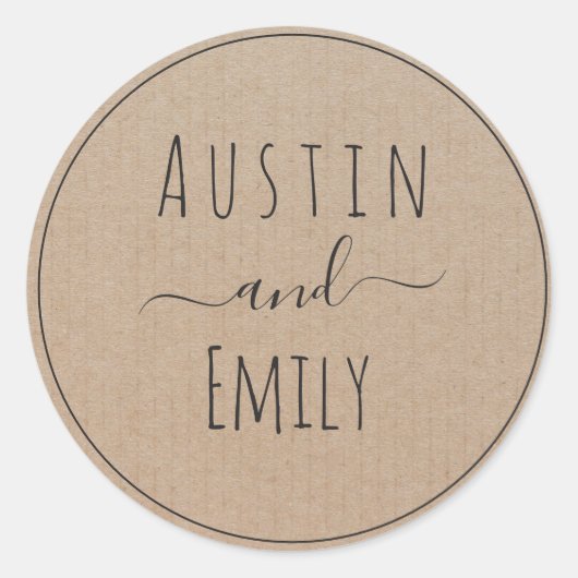 Aangepersonaliseerde Rustic Modern Boho Wedding Cl Ronde Sticker (Voorkant)