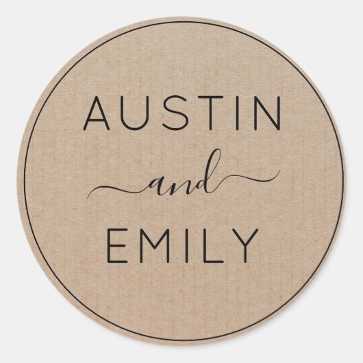 Aangepersonaliseerde Rustic Modern Boho Wedding Kr Ronde Sticker (Voorkant)