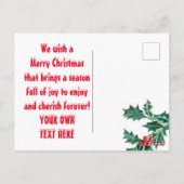 Aangepersonaliseerde sonderende kerstvakantie met  briefkaart (Achterkant)