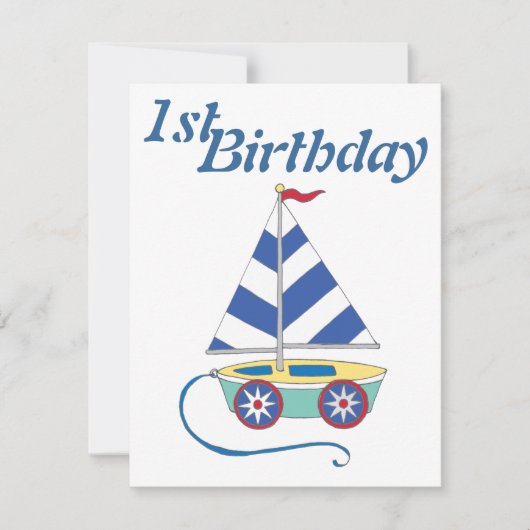 Aangepersonaliseerde Speelgoed Sailboat Baby Birth Kaart (Voorkant)