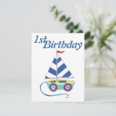Aangepersonaliseerde Speelgoed Sailboat Baby Birth Kaart (Staand voorkant)