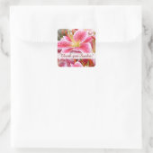 Aangepersonaliseerde Stargazer Lilies Dank u Vierkante Sticker (Tas)