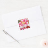 Aangepersonaliseerde Stargazer Lilies Dank u Vierkante Sticker (Envelop)