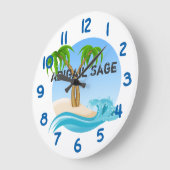 Aangepersonaliseerde strand- en palmbomen Tropisch Grote Klok (Hoek)