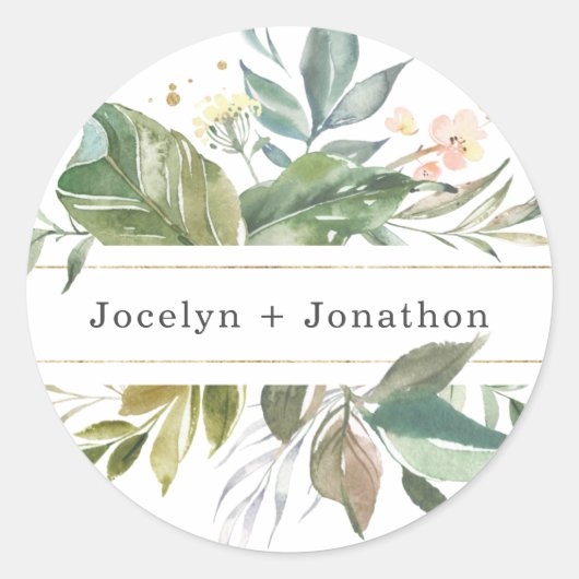 Aangepersonaliseerde Summer Floral Wedding for Ronde Sticker (Voorkant)