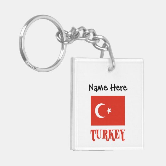 Aangepersonaliseerde Turkse vlag Sleutelhanger (Voorkant Links)
