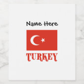 Aangepersonaliseerde Turkse vlag Wijn Etiket (Enkel label)