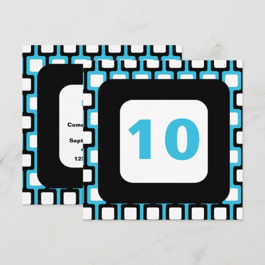 Aangepersonaliseerde uitnodiging op 10e verjaardag (Voorkant / Achterkant)