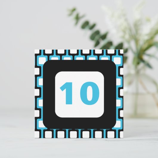 Aangepersonaliseerde uitnodiging op 10e verjaardag (Staand voorkant)