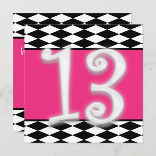 Aangepersonaliseerde uitnodiging op 13e verjaardag (Voorkant / Achterkant)