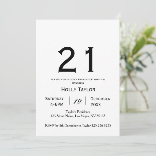 Aangepersonaliseerde uitnodiging van 21e verjaarda (Staand voorkant)