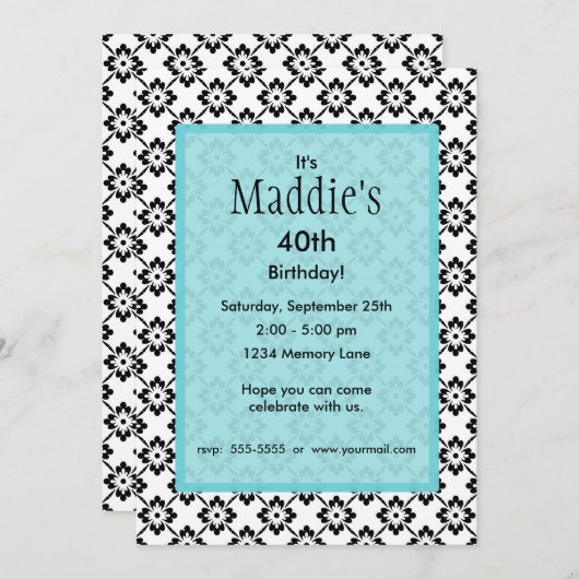 Aangepersonaliseerde uitnodiging van de Birthday (Voorkant / Achterkant)