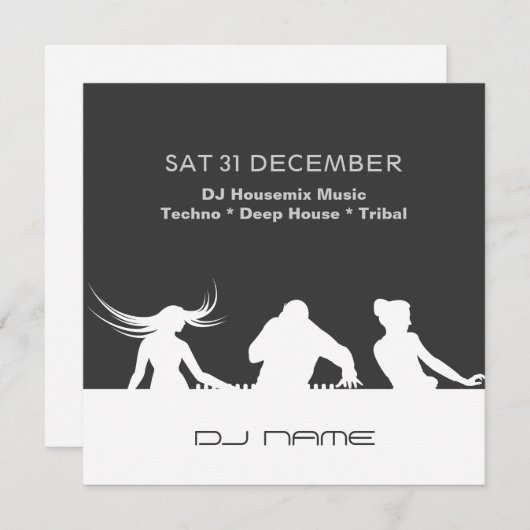 Aangepersonaliseerde uitnodiging van DJ partij (Voorkant / Achterkant)