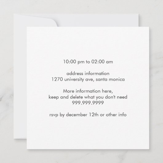 Aangepersonaliseerde uitnodiging van DJ partij (Achterkant)