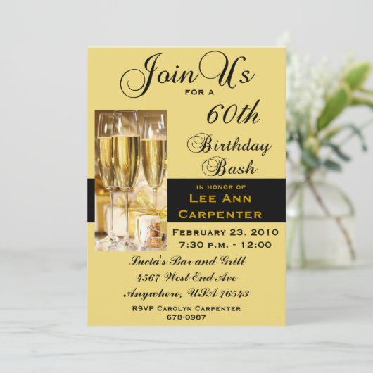 Aangepersonaliseerde uitnodiging voor de 60e verja (Staand voorkant)