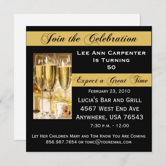 Aangepersonaliseerde uitnodiging voor een 50e verj (Voorkant / Achterkant)