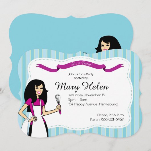 Aangepersonaliseerde uitnodiging voor het Koken va (Voorkant / Achterkant)