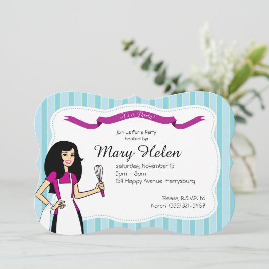 Aangepersonaliseerde uitnodiging voor het Koken va (Staand voorkant)