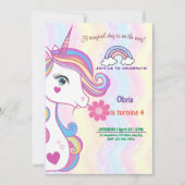 Aangepersonaliseerde Unicorn Birthday Uitnodiging  (Voorkant)